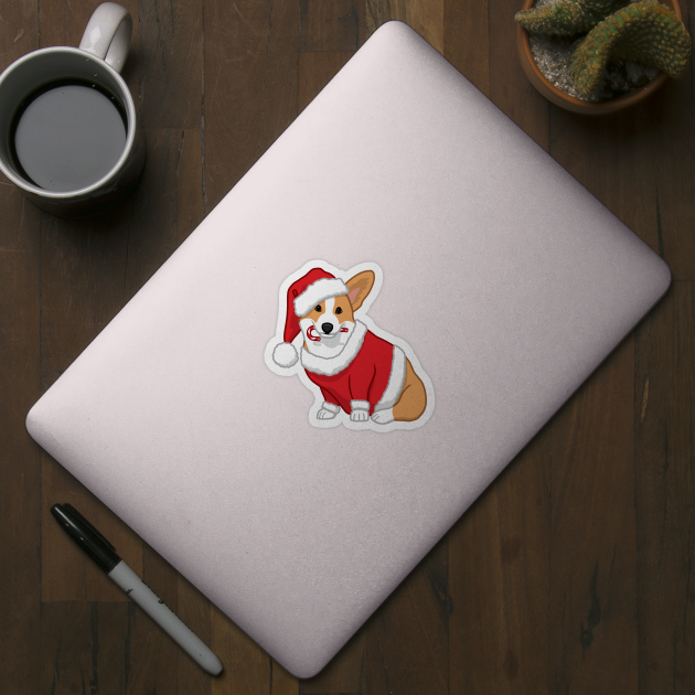 Cute Tan Corgi in Santa Christmas Costume by csforest